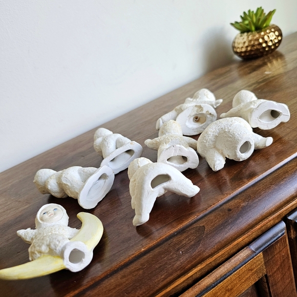 Rare Original Vintage Glitter Snow Babies Ornament Figures Set of 8 - Picture 9 of 15